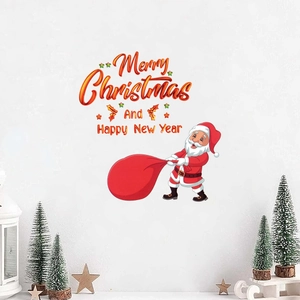 Christmas Santa Claus wall decal with Merry Christmas text on a clean white interior wall