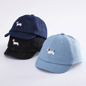 Baby Baseball Cap Denim Cotton Embroidered Puppy Dog Adjustable Sun Protection Spring Autumn Cute Cartoon For Toddler