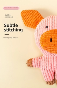 Detailed close-up showing subtle stitching on a durable corduroy plush pet dog toy