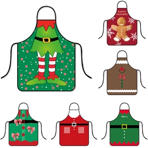 Set of six festive Christmas waterproof aprons with Santa and gingerbread man designs