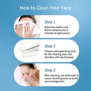 8-piece stainless steel blackhead removal tool set with professional usage guide steps