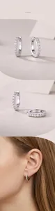Dettaglio ravvicinato dell'incastonatura micro-pave sui cerchi in argento sterling S925