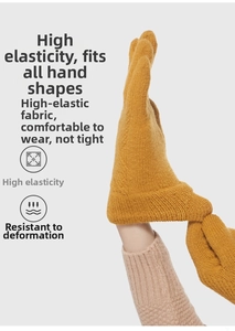 Close-up of high elasticity ginger yellow knit glove fabric showing stretch and recovery