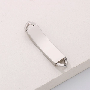 Polished silver stainless steel rectangular bar connector for DIY bracelet making