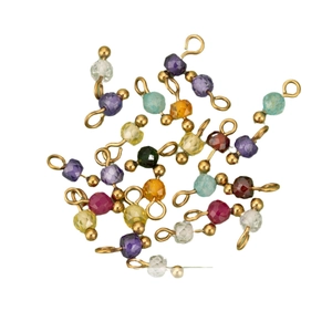 Colorful natural stone bead pendants with gold wire for DIY jewelry making
