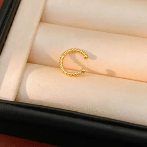 Elegant 18k gold plated c-shaped twisted rope ear cuff with zircon in a premium jewelry box