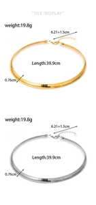 Detailed size specifications for minimalist gold and silver stainless steel snake chains