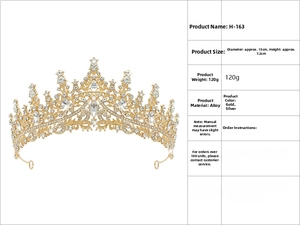 Detailed size specifications for the alloy bridal crown showing height and diameter measurements