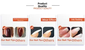 Quality comparison of press-on nails showing high gloss, durability and natural fit details