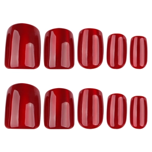 30pcs wine red cat eye press on nails short square glitter shiny false nails set