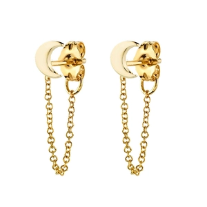 Moon Crescent Dangle Earrings With 925 Sterling Silver Earring Post Copper Chain Tassel Studs For Women Fashion Jewelry