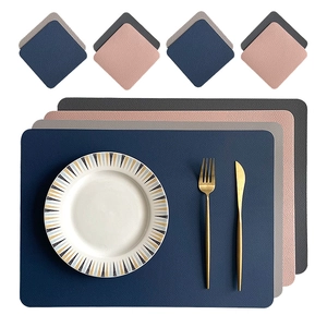 8-piece set of rectangular PU leather placemats and coasters in assorted colors