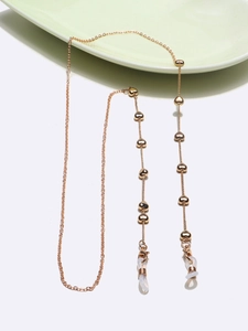 Chaîne de lunettes dorée avec perles en cœur et cordon de masque avec fermoirs et boucles silicone