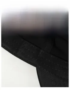 Detail of wide moisture-wicking sweatband and fine stitching on black men's flat top hat