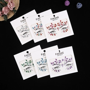 Set of 6 colorful acrylic face jewel stickers for party makeup in multiple colors
