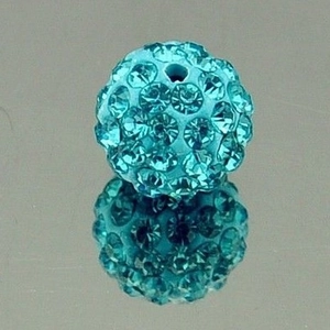 Peacock blue rhinestone disco ball bead with 10mm straight hole for jewelry making