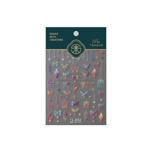 5D stereoscopic iridescent nail stickers with bows and stars, model TL-032