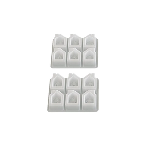 Two-piece set of 6-cavity mini house silicone molds for DIY Christmas house candles