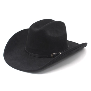 Western Cowboy Hat Suede Wide Brim Vintage Style With Leather Belt Metal Buckle For Men Women Outdoor