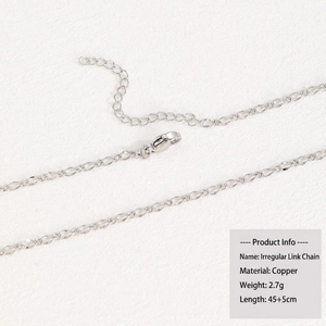 Detail of 18k silver plated copper irregular O-chain with lobster clasp and extender