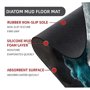 Detailed layers of diatom mud bath mat showing non-slip rubber and absorbent structure