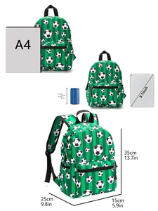 Size chart for the 13-inch kids' backpack showing dimensions and capacity with A4 paper