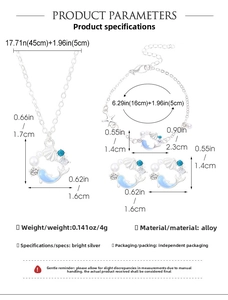 Detailed size parameters for ocean-themed necklace, bracelet, and earring set