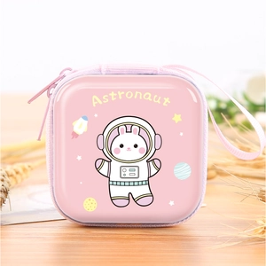 Rosa Astronaut-Hase Blech quadratische Münzbörse mit Reißverschluss und Tragegurt