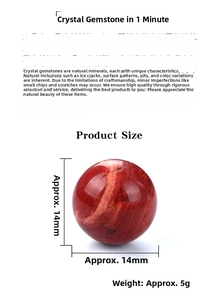 Macro detail of a 14mm red jasper stone ball with natural marble texture and polished finish