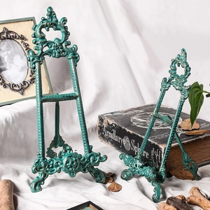 Soportes de platos vintage turquesa con volutas rococó para decoración del hogar
