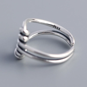 Handcrafted S925 sterling silver multilayer wire wrapped knot ring for women
