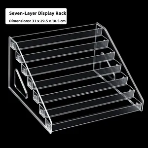 Espositore in acrilico a 7 livelli con vista laterale, dimensioni 31x29,5x18,5 cm