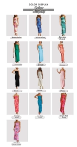 Guida alla selezione dei colori per l'abito a fascia in raso con 13 stampe vivaci