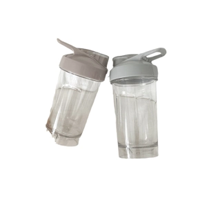 Minimalist macaron-style clear plastic sports water bottles with portable handles