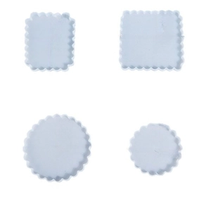 Set of 4 blue wave-edged silicone molds in square and round shapes for DIY epoxy resin craft