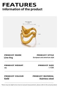 Detail showing dimensions and material of the multi-layer gold plated stainless steel ring