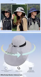 Detail of outdoor sun hat featuring 360-degree neck protection and breathable quick-dry fabric