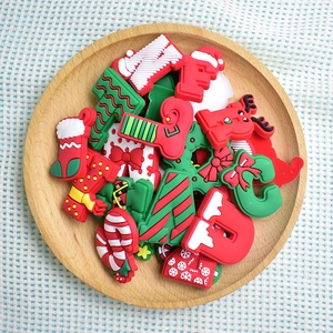 Christmas letter PVC charms for hole shoes with festive reindeer and snowflake designs