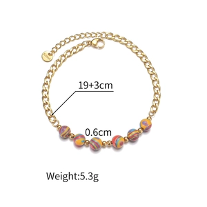 18K gold titanium steel bracelet with colorful macaron beads and curb chain design