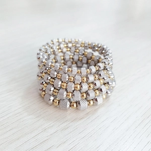 Waterproof gold and silver mesh bead elastic bracelet for couples in high quality stainless steel