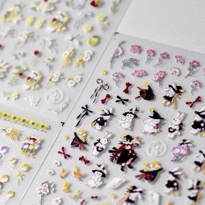 Nail Art Stickers 3D Relief Ultra Thin Cartoon Rabbit Fairy Flower Wizard Magic Japanese Style Manicure Decoration