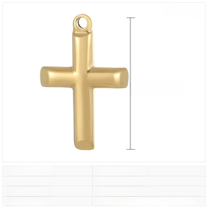 Detailed size specifications for a gold polished stainless steel cross pendant