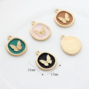 Colorful 21x17mm butterfly alloy pendants with drip oil finish for DIY jewelry