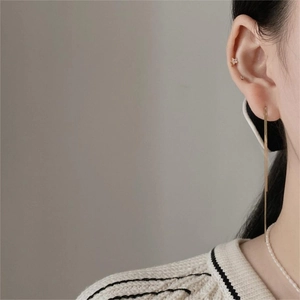 Elegant 925 sterling silver snake chain drop earrings with minimalist Korean style