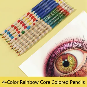 Rainbow Core Colored Pencils Multicolor Core Wooden Barrel For Drawing Sketching Painting Kids Art School Supplies