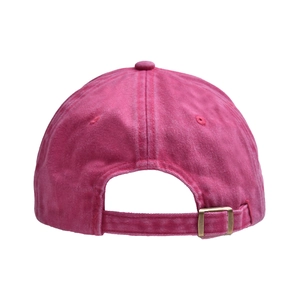 Detail of vintage washed baseball cap back with adjustable metal buckle and breathable eyelets