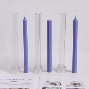 DIY tall church steeple candle plastic molds with vertical striped and smooth textures