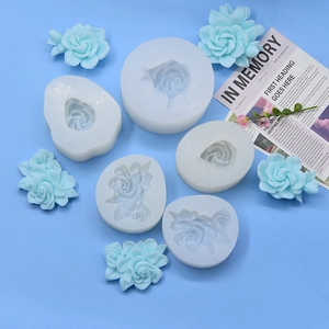 Moule Silicone Fleur Rose DIY Fabrication Bougie Parfumée Savon Résine Époxy Artisanat Cuisson Forme Florale Blanche
