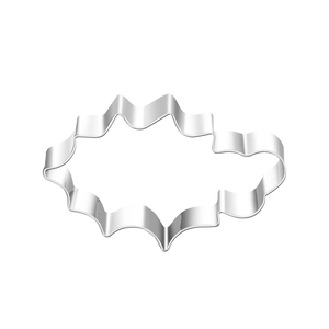 Macro view of hedgehog-shaped stainless steel cookie cutter with serrated edge detail
