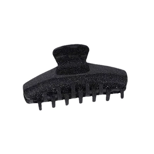 Elegant large black shark hair claw clip with shimmering glitter finish for women